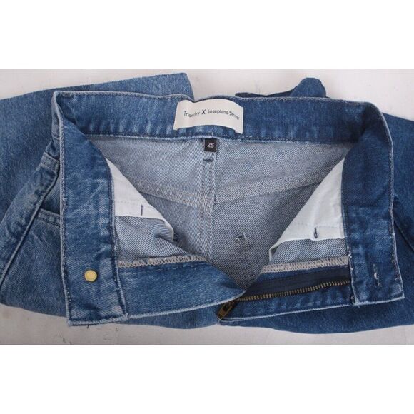 Triarchy Josephine Skriver Two Tone Denim Jean Short Indigo XS EU 25 JSXT002 New - Picture 7 of 8